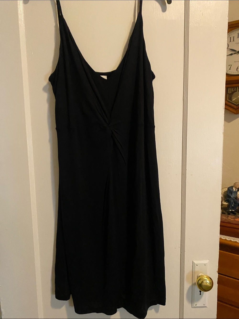 & Other Stories Black Midi Slip Dress with Twist Detail
